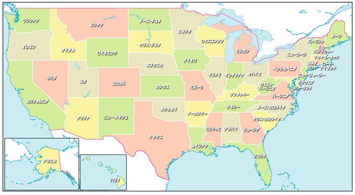 アメリカ50州地図